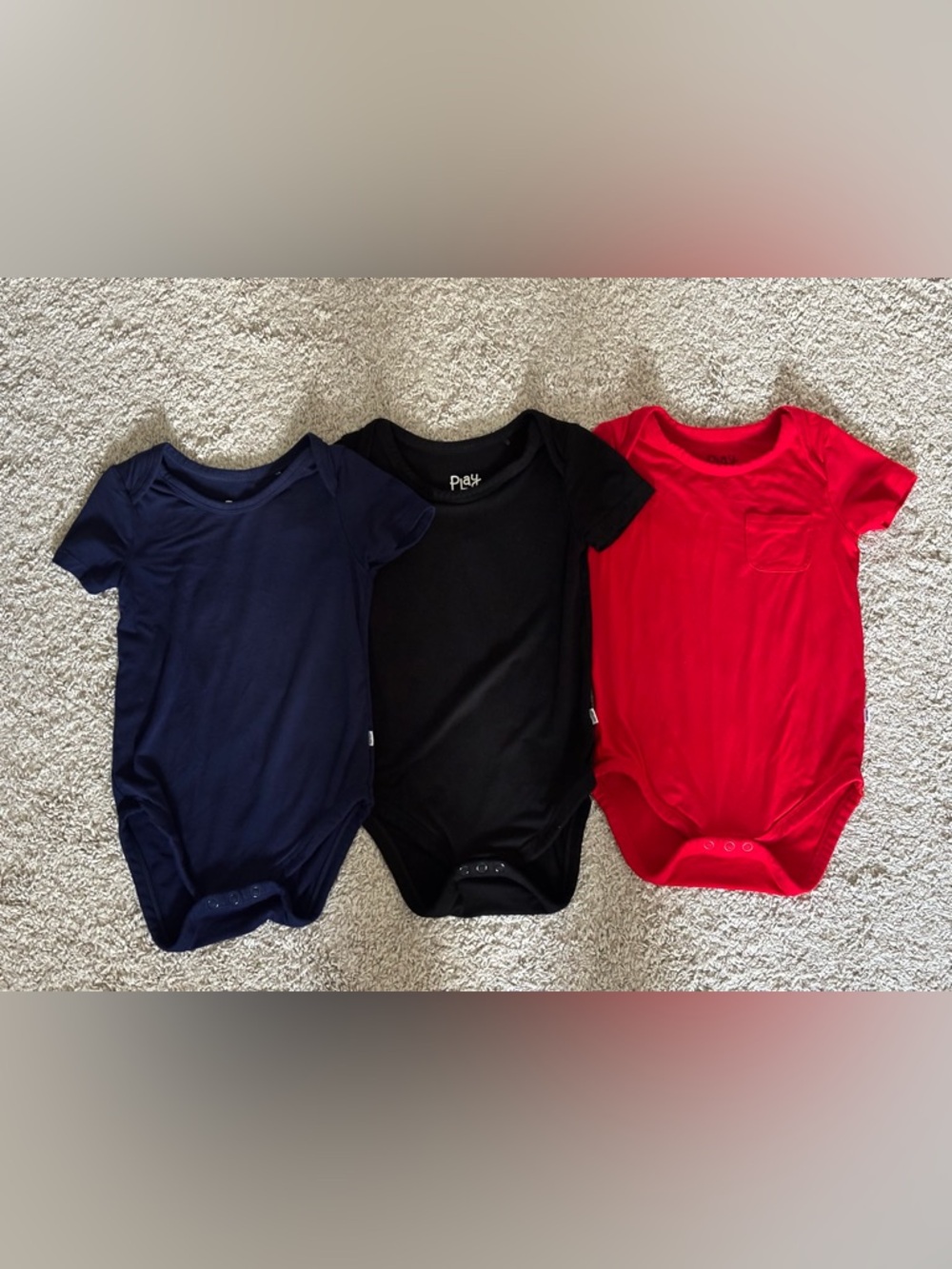 Little Sleepies Short-Sleeve Bodysuit in Black, Navy, and Red 12-18 months